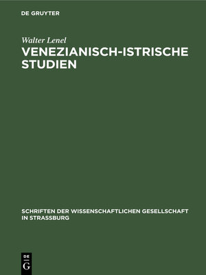cover image of Venezianisch-Istrische Studien